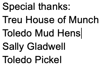 Special thanks